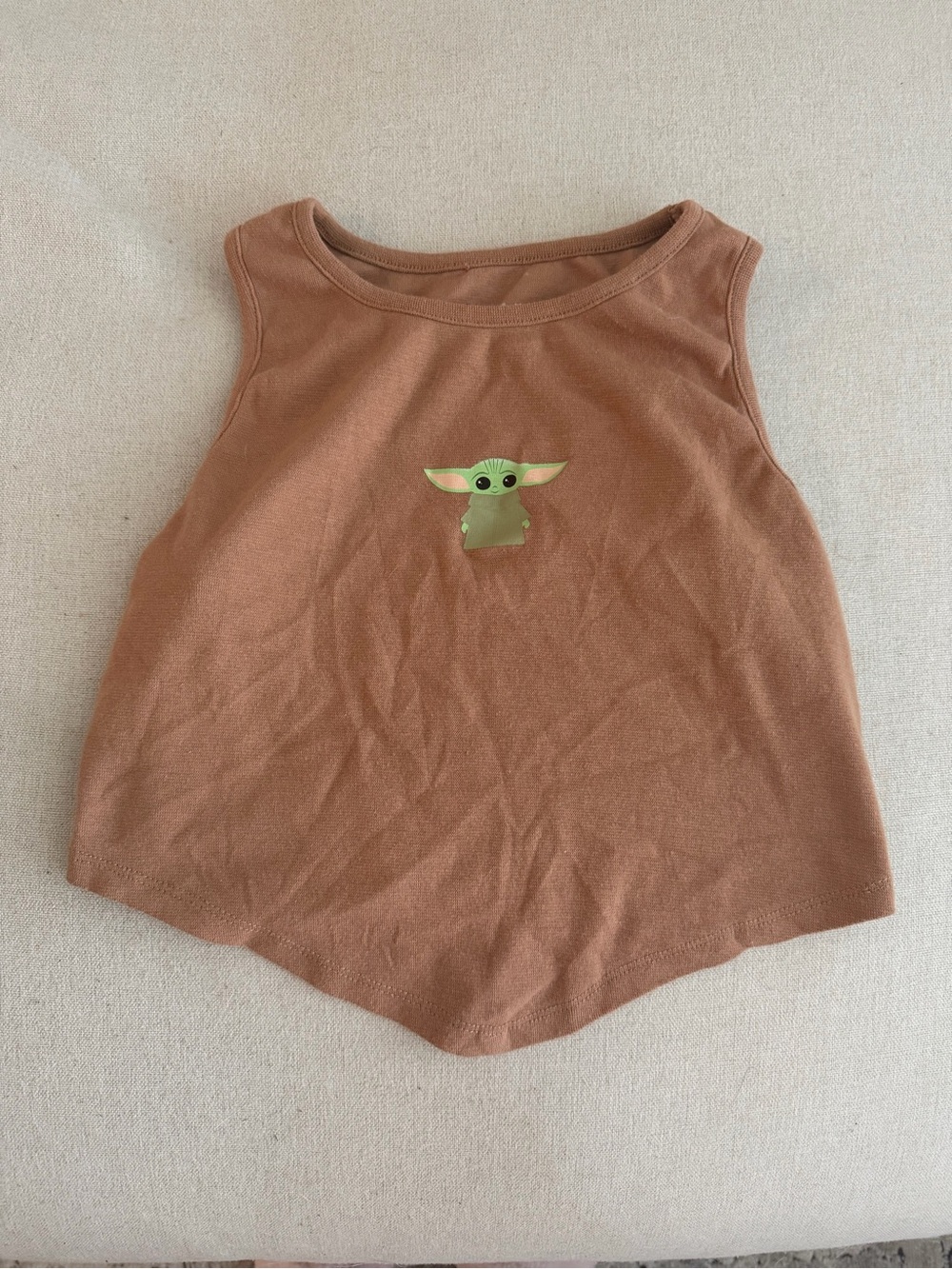 Disney Brown Sleeveless Tee with Green Character Graphic
